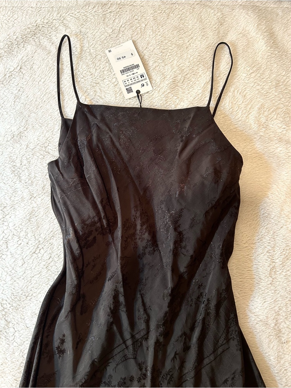 Zara Chocolate Brown Satin Slip Maxi Dress - Picture 3 of 6